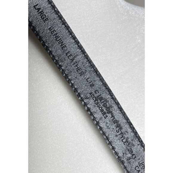 1990 Liz Claiborne Belt Black Leather Brass Buckle 1" Preppy Career Women L - Picture 5 of 9